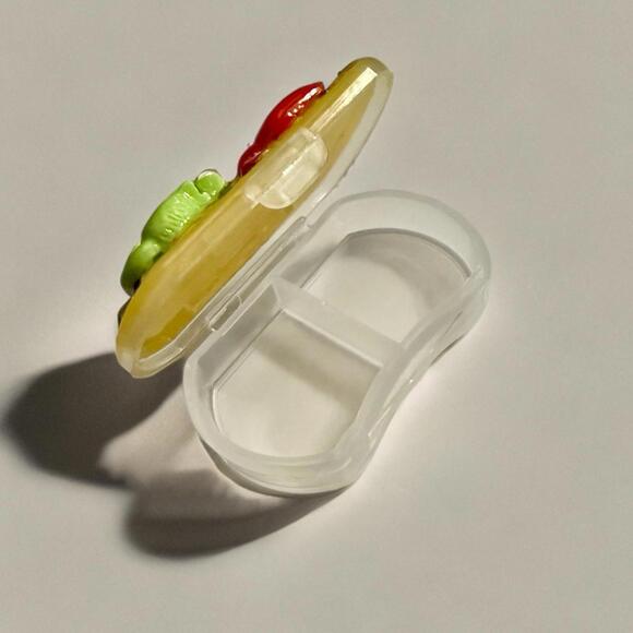 Handmade Decoden Mini Pill Box Labubu Cute Fry Monster, Kawaii Night Day Case - Picture 4 of 4